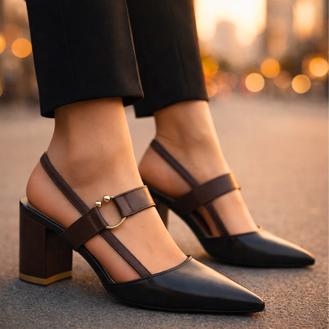 Damen Slingback-Heels aus Leder mit Blockabsatz Jully