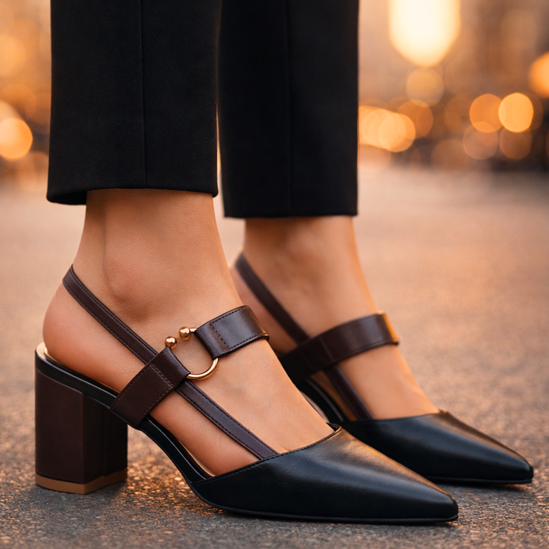 Damen Slingback-Heels aus Leder mit Blockabsatz Jully