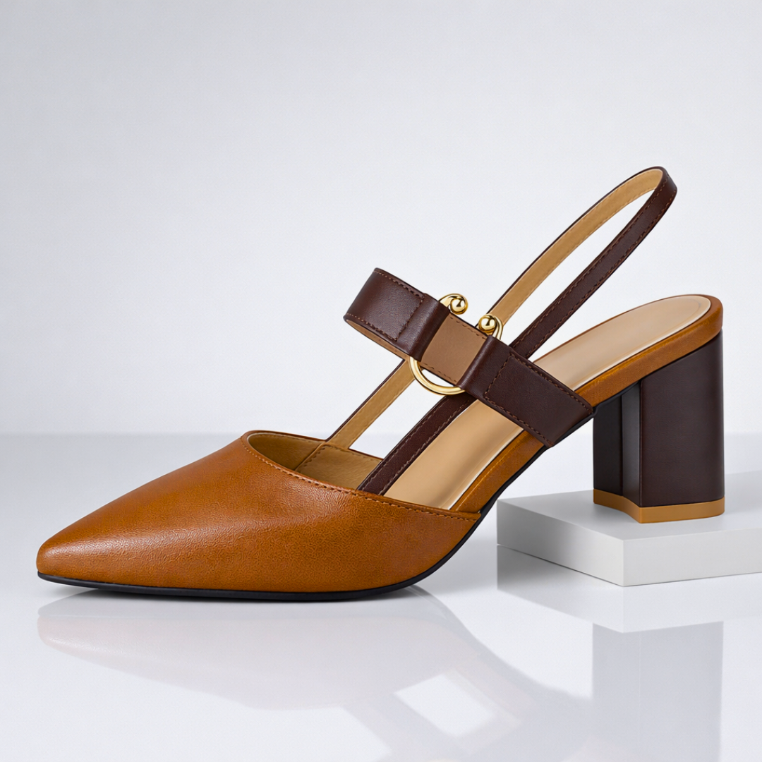 Damen Slingback-Heels aus Leder mit Blockabsatz Jully