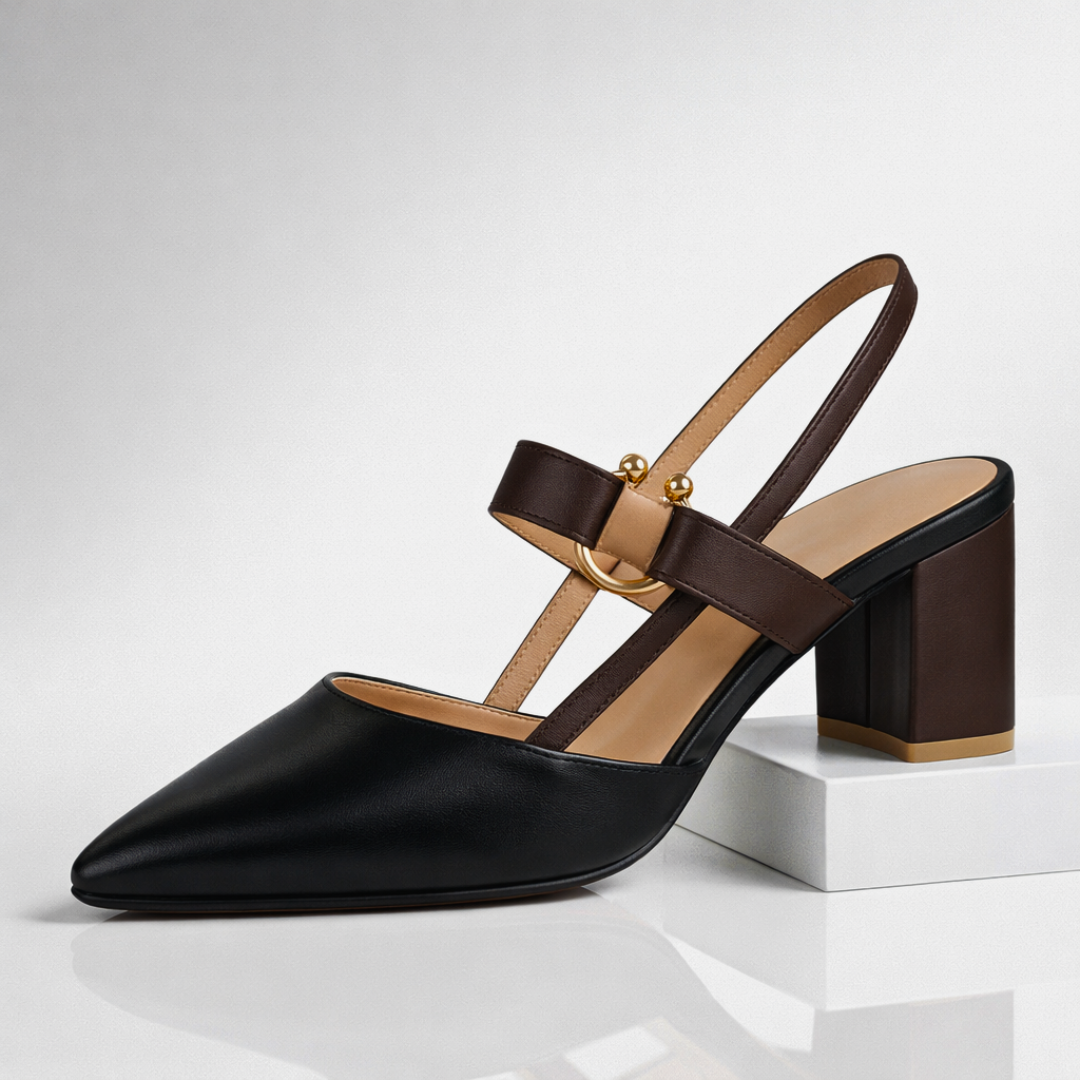 Damen Slingback-Heels aus Leder mit Blockabsatz Jully