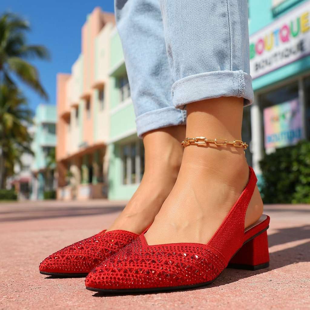 Damen Slingback-Heels mit Juwelenverzierungen Jully
