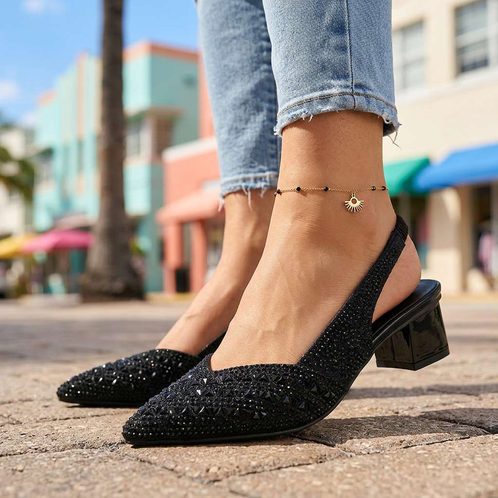 Damen Slingback-Heels mit Juwelenverzierungen Jully