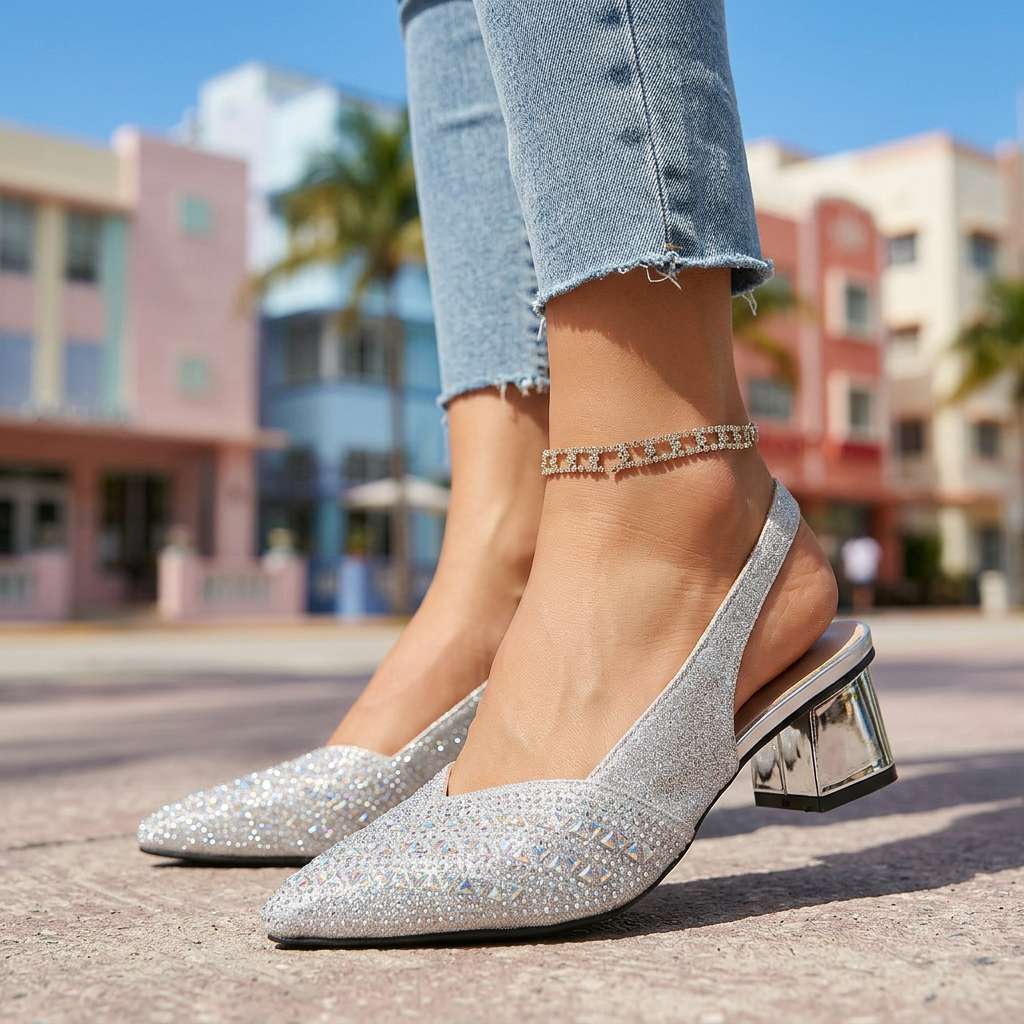 Damen Slingback-Heels mit Juwelenverzierungen Jully