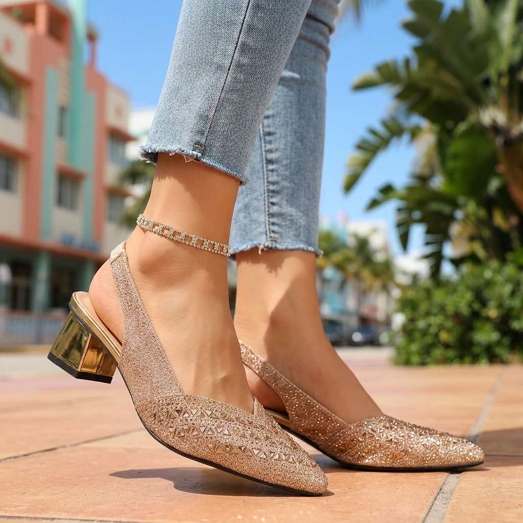 Damen Slingback-Heels mit Juwelenverzierungen Jully