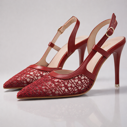 Damen Slingback-Heels mit Spitzenbesatz Jully