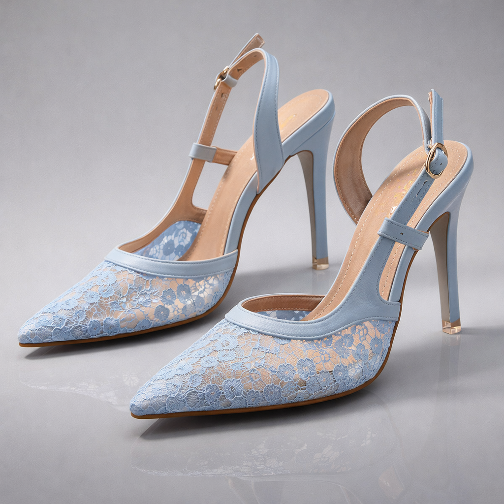 Damen Slingback-Heels mit Spitzenbesatz Jully