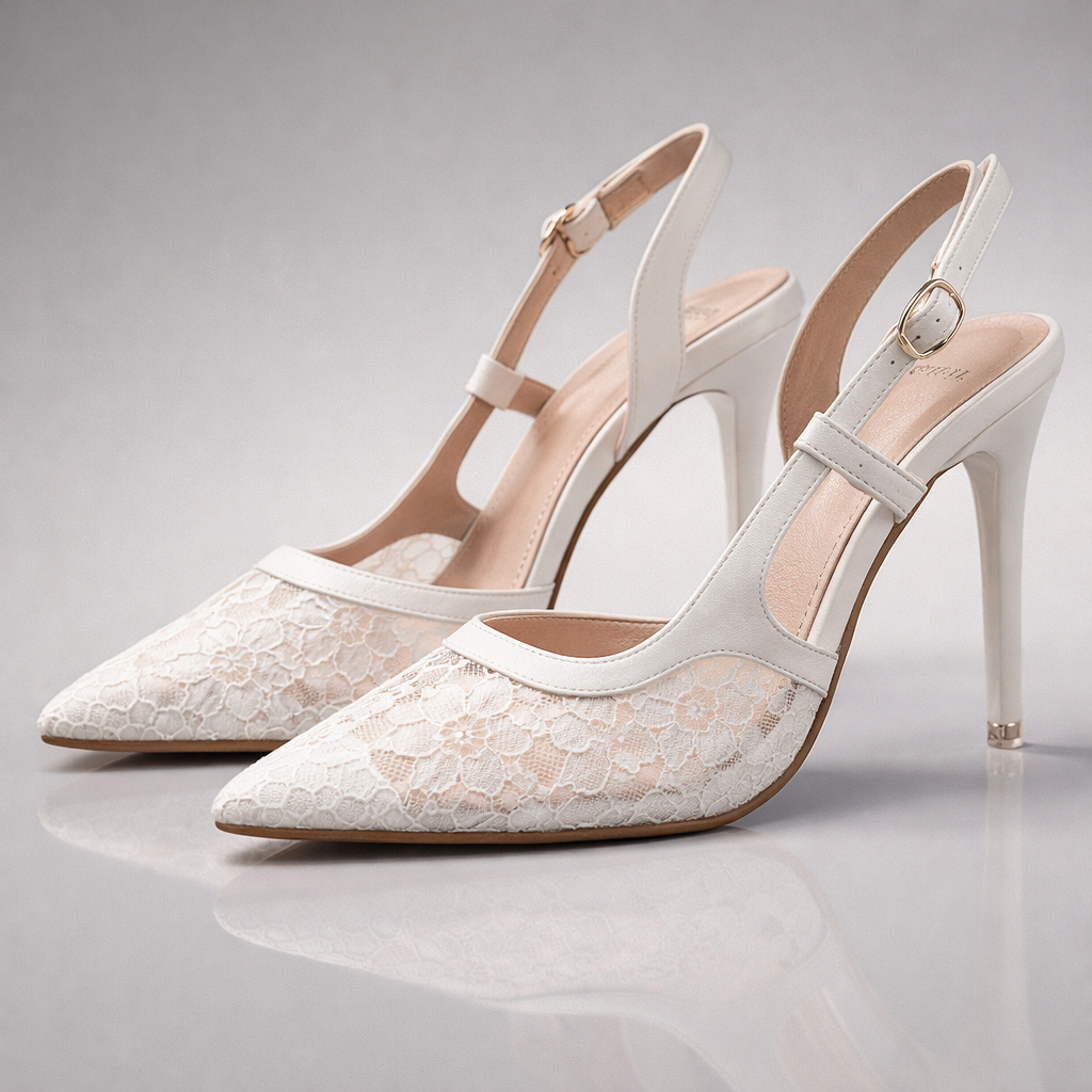 Damen Slingback-Heels mit Spitzenbesatz Jully