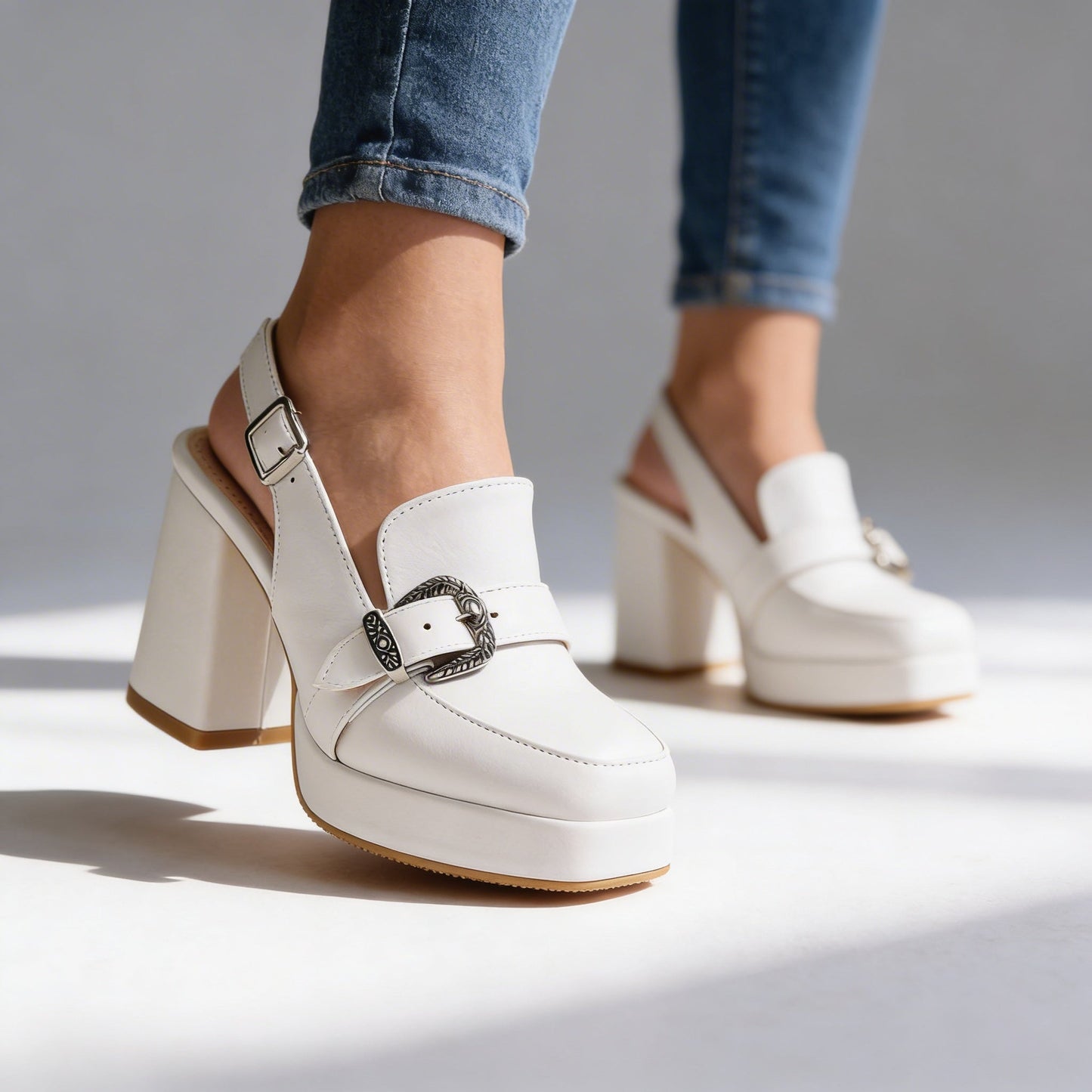 Damen Slingback-Heels mit Verstellbarem Schnallenriemen Jully