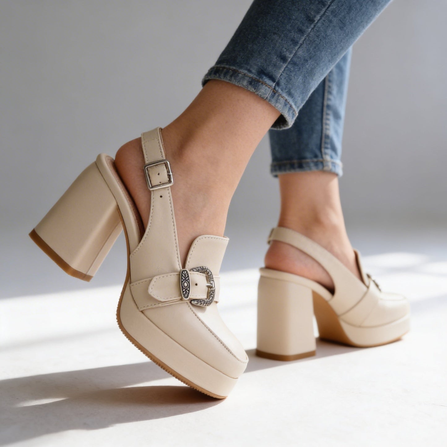 Damen Slingback-Heels mit Verstellbarem Schnallenriemen Jully