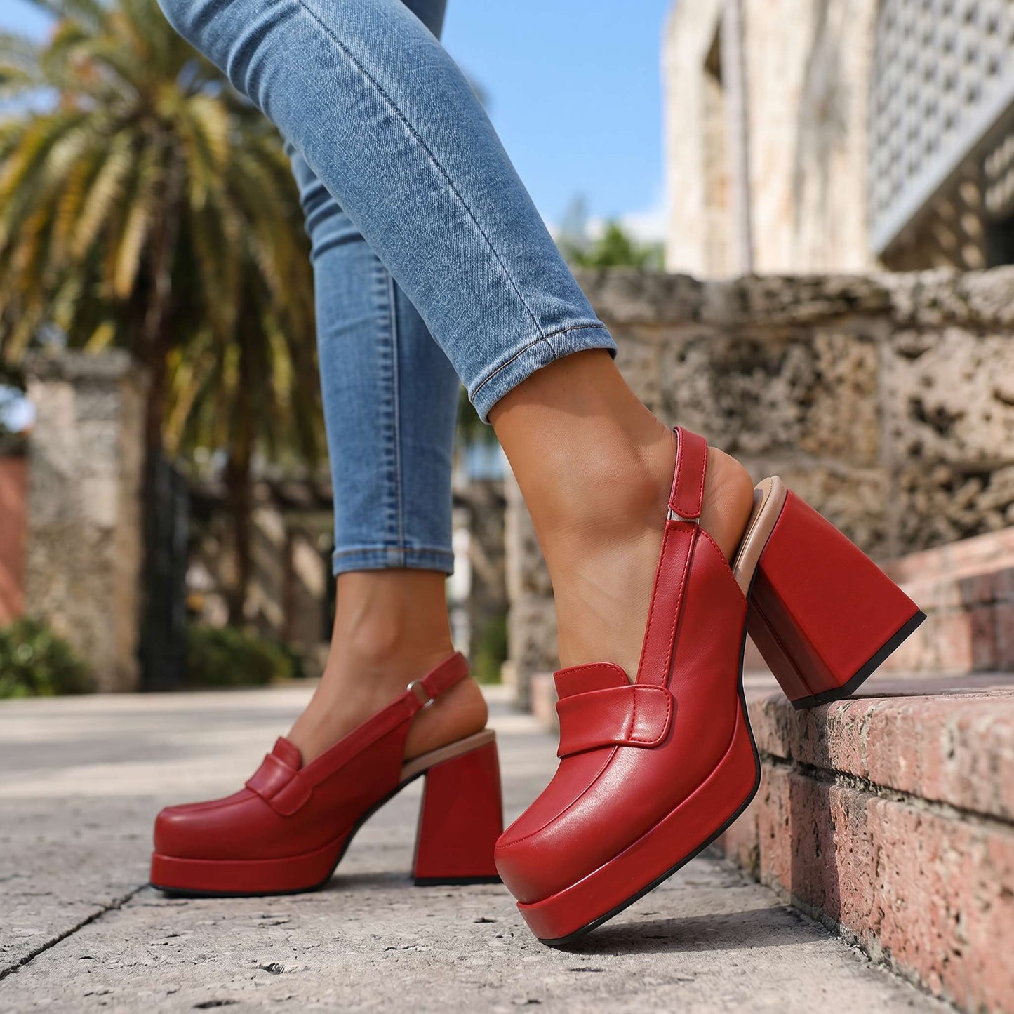 Damen Slingback-Heels mit verstellbarem Riemen Jully