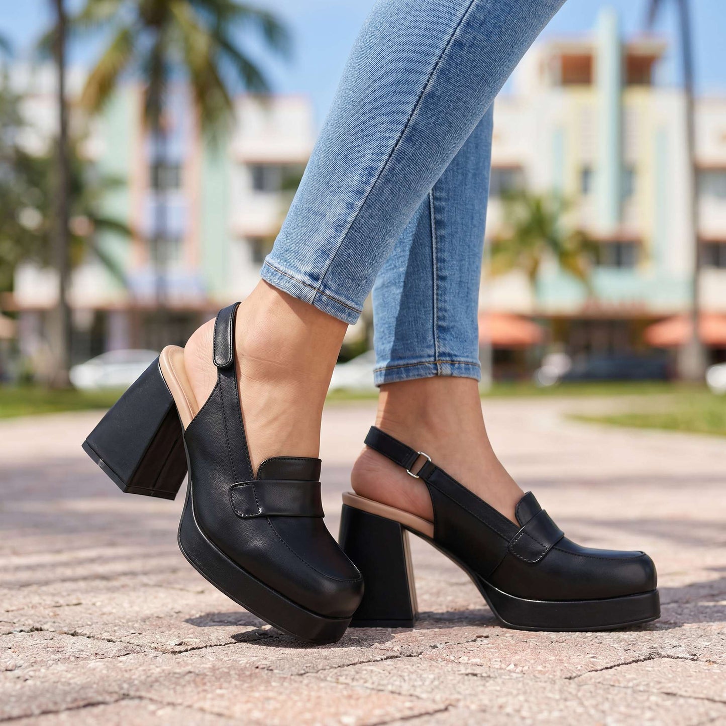 Damen Slingback-Heels mit verstellbarem Riemen Jully