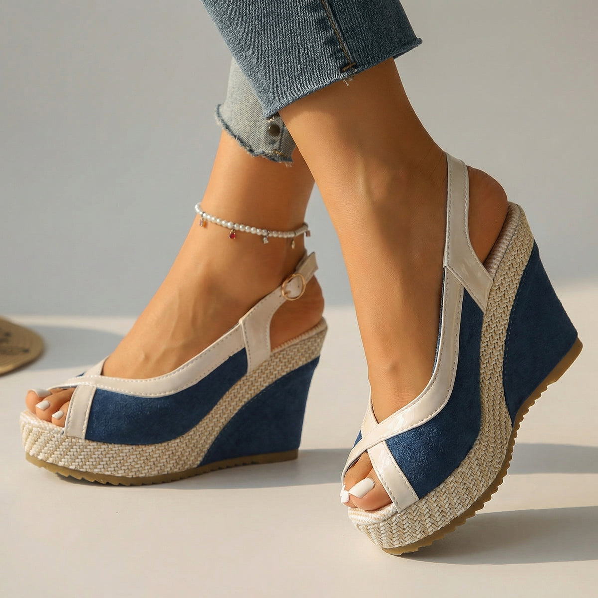 Damen Slingback-Wedges mit Verstellbarem Riemen Jully