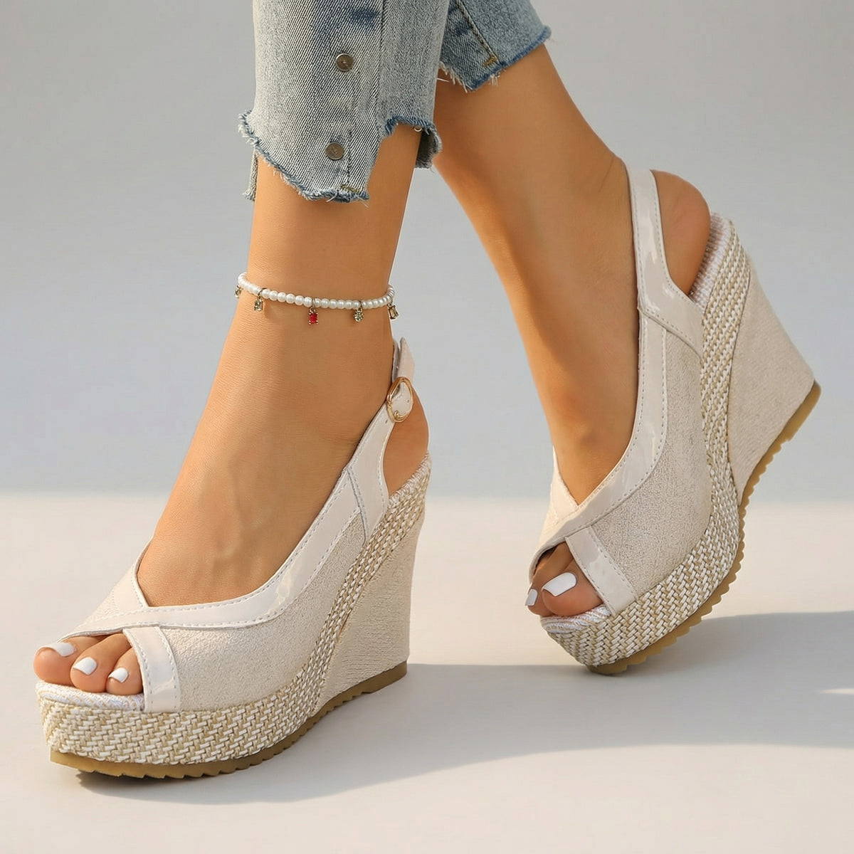 Damen Slingback-Wedges mit Verstellbarem Riemen Jully