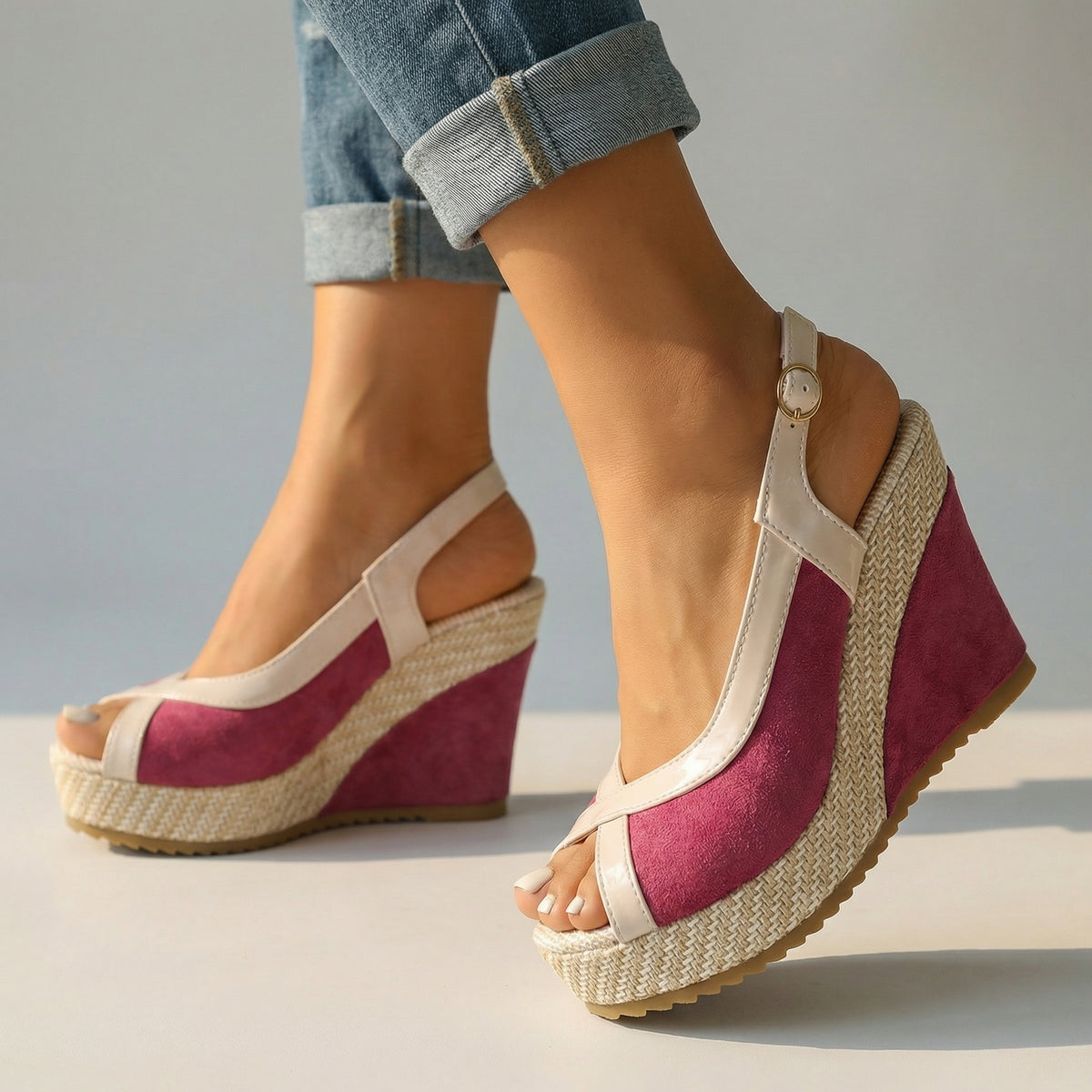 Damen Slingback-Wedges mit Verstellbarem Riemen Jully