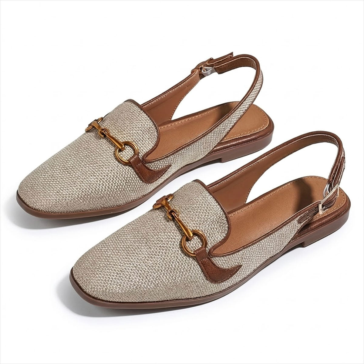 Damen Slingback Loafers mit Horsebit-Schnalle Jully
