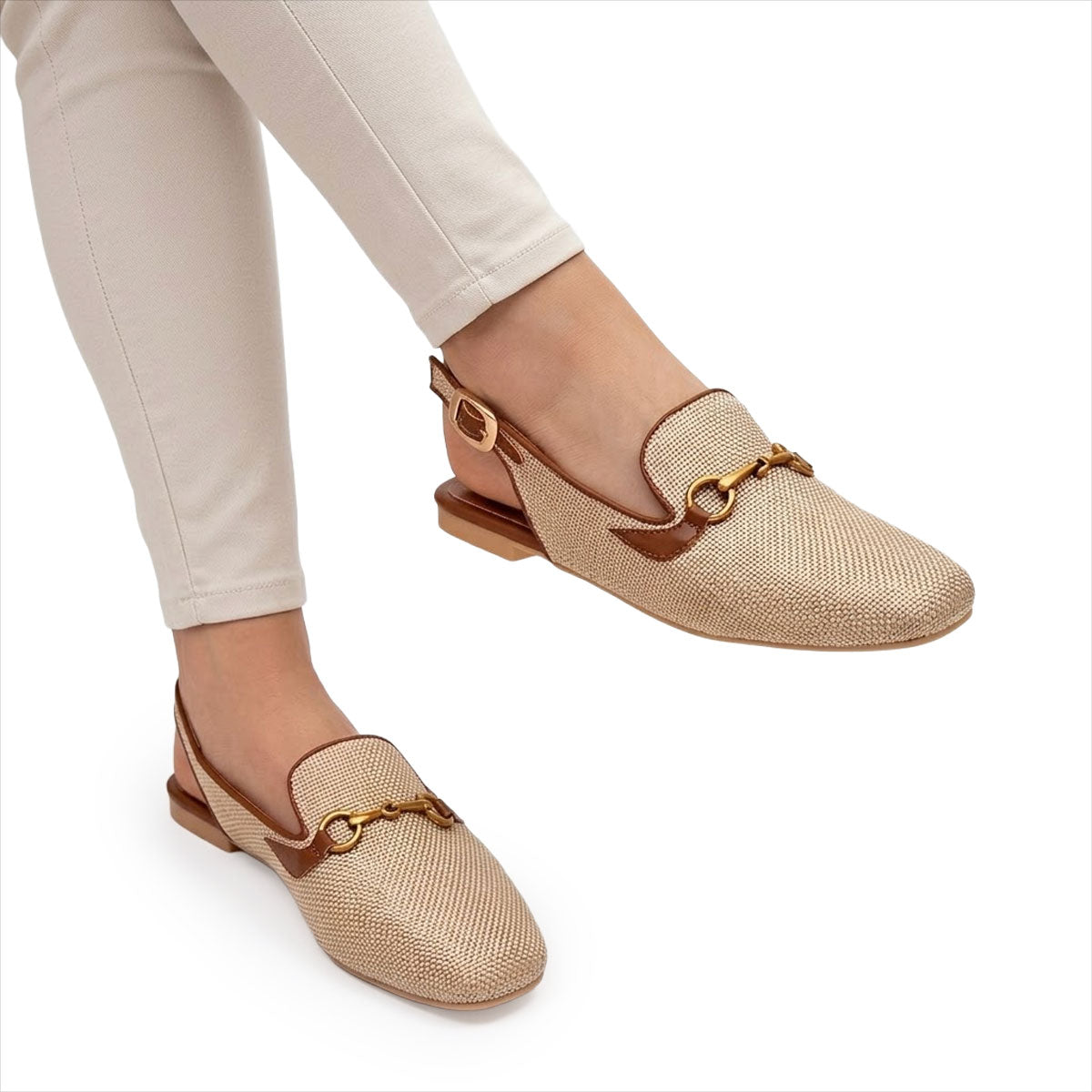 Damen Slingback Loafers mit Horsebit-Schnalle Jully
