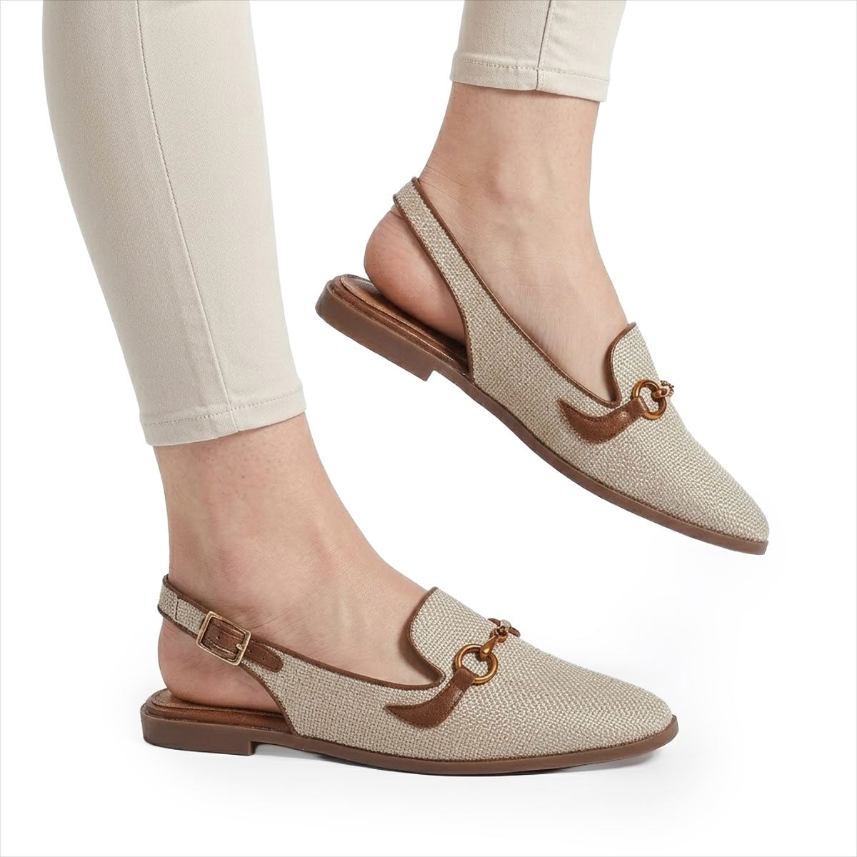 Damen Slingback Loafers mit Horsebit-Schnalle Jully