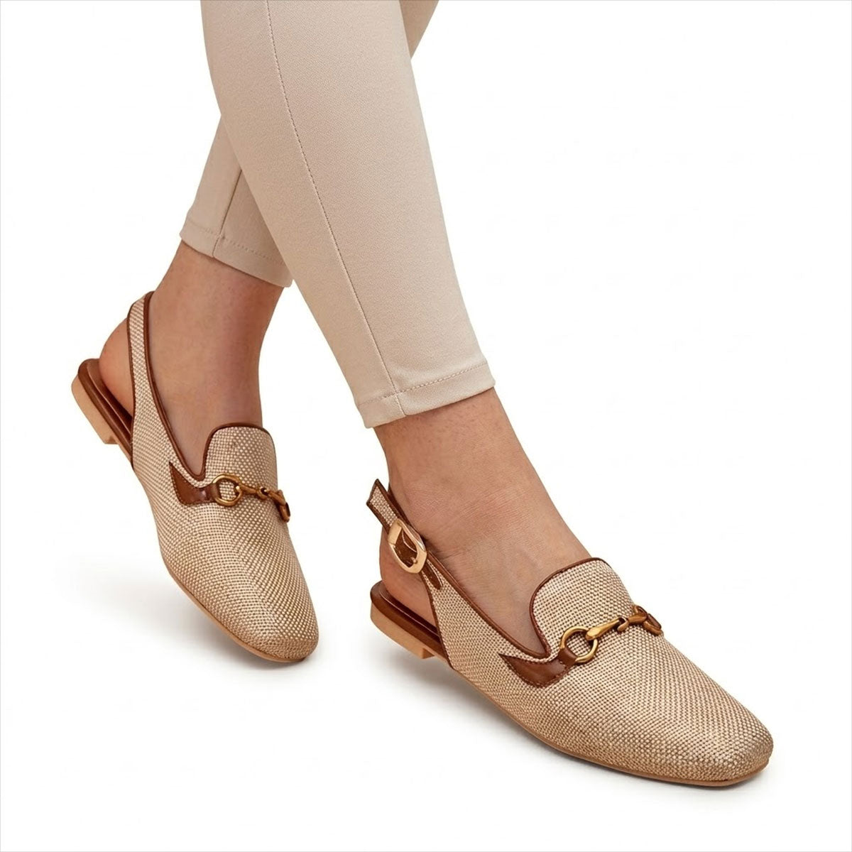 Damen Slingback Loafers mit Horsebit-Schnalle Jully