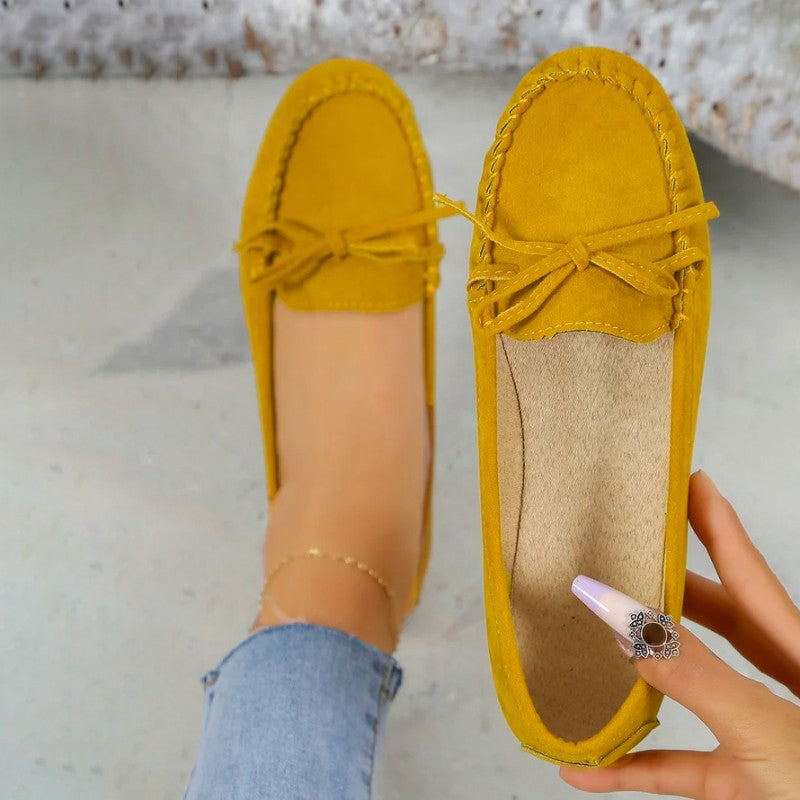 Damen Slip-On-Flats aus Wildleder mit Schleife Jully