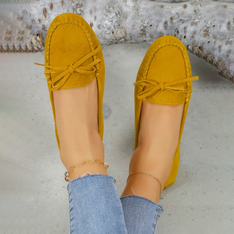 Damen Slip-On-Flats aus Wildleder mit Schleife Jully