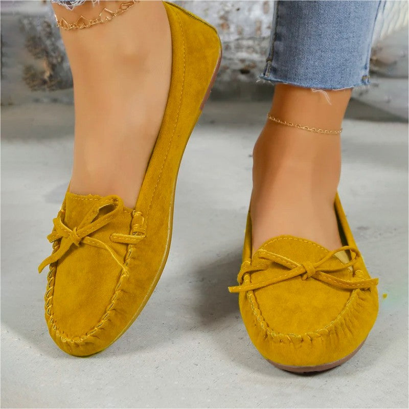 Damen Slip-On-Flats aus Wildleder mit Schleife Jully