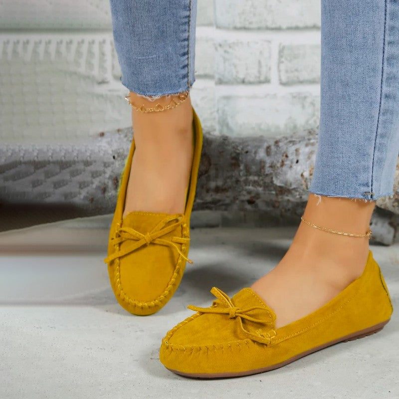 Damen Slip-On-Flats aus Wildleder mit Schleife Jully