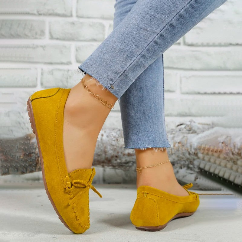 Damen Slip-On-Flats aus Wildleder mit Schleife Jully