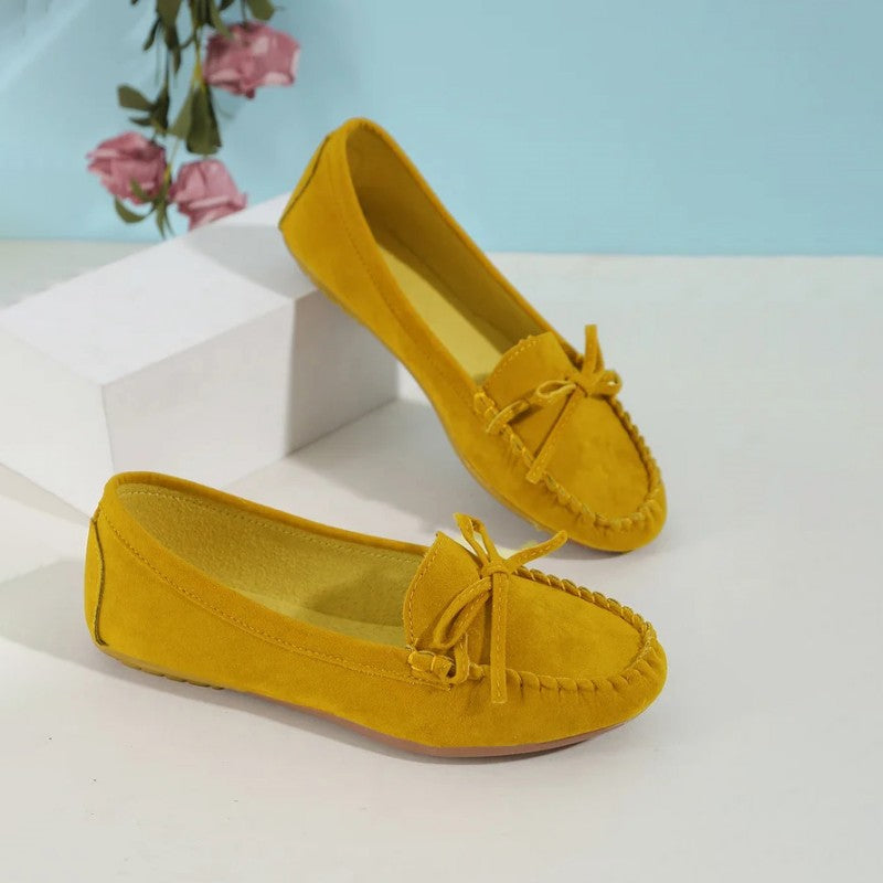 Damen Slip-On-Flats aus Wildleder mit Schleife Jully
