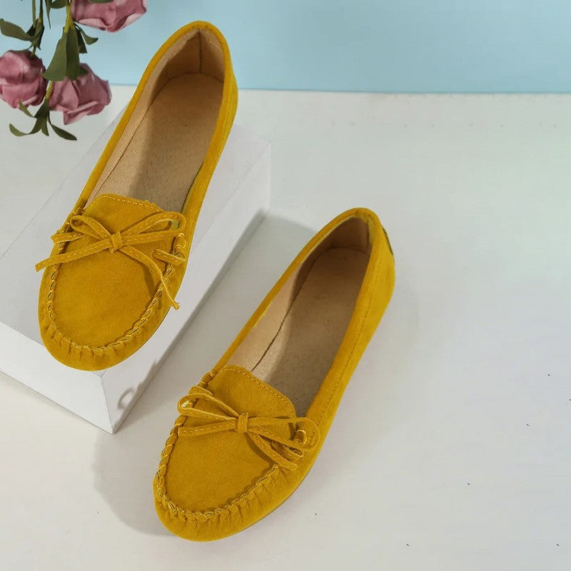 Damen Slip-On-Flats aus Wildleder mit Schleife Jully