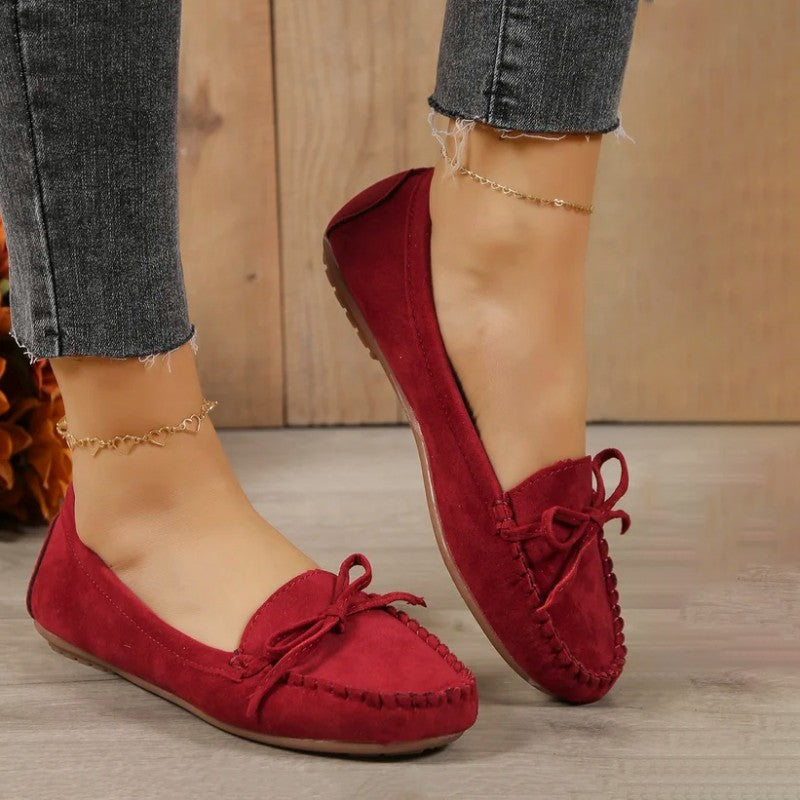 Damen Slip-On-Flats aus Wildleder mit Schleife Jully