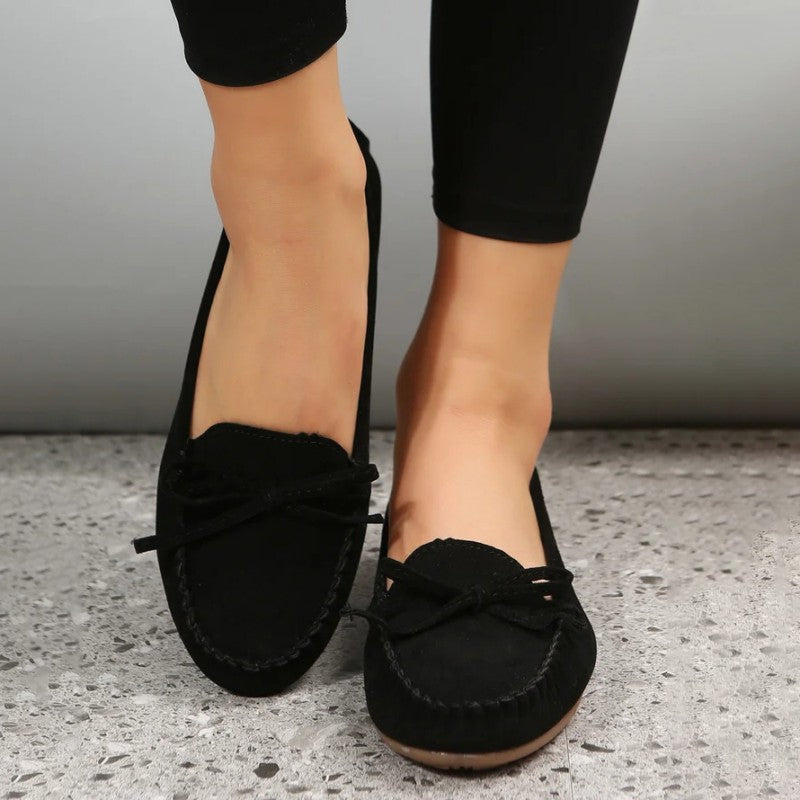 Damen Slip-On-Flats aus Wildleder mit Schleife Jully