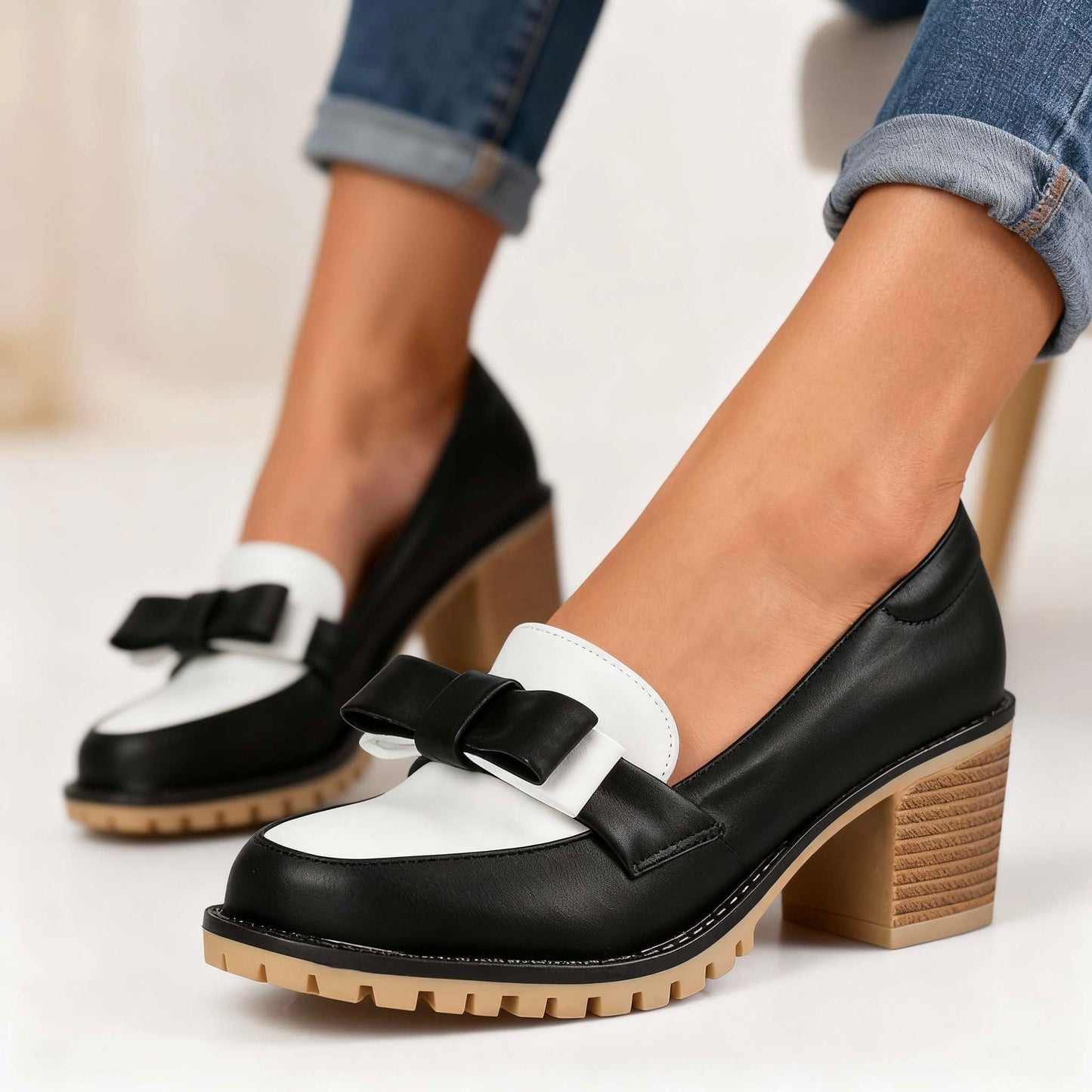 Damen Slip-On-Loafer mit Schleifendetail in Schwarz Jully