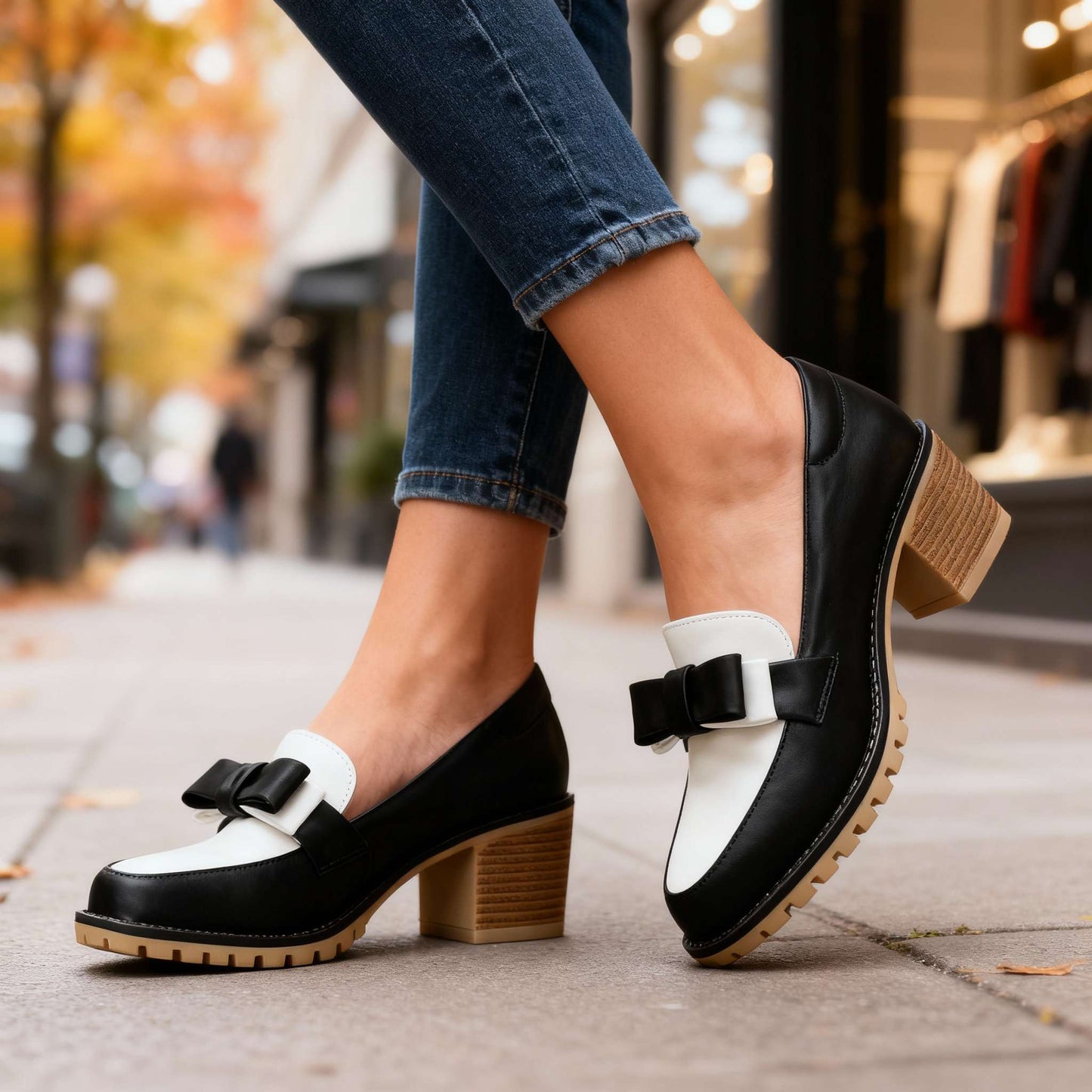 Damen Slip-On-Loafer mit Schleifendetail in Schwarz Jully