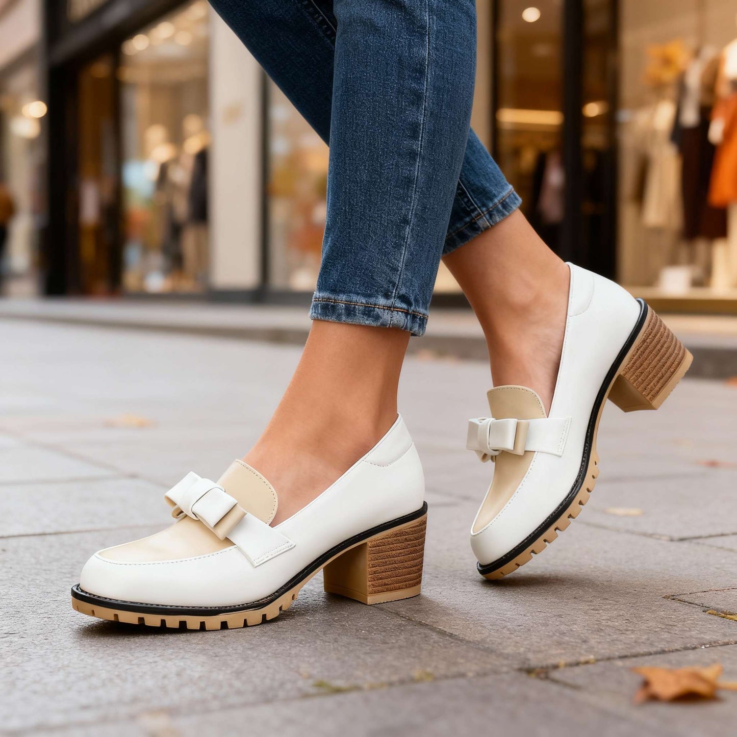 Damen Slip-On-Loafer mit Schleifendetail in Schwarz Jully