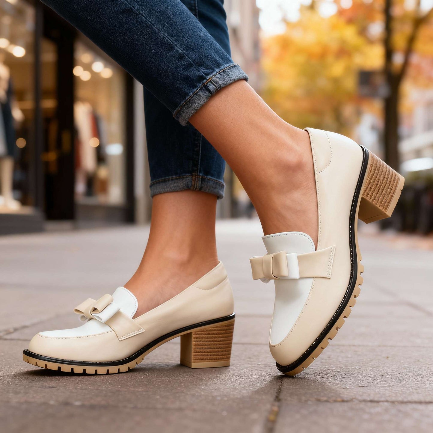 Damen Slip-On-Loafer mit Schleifendetail in Schwarz Jully
