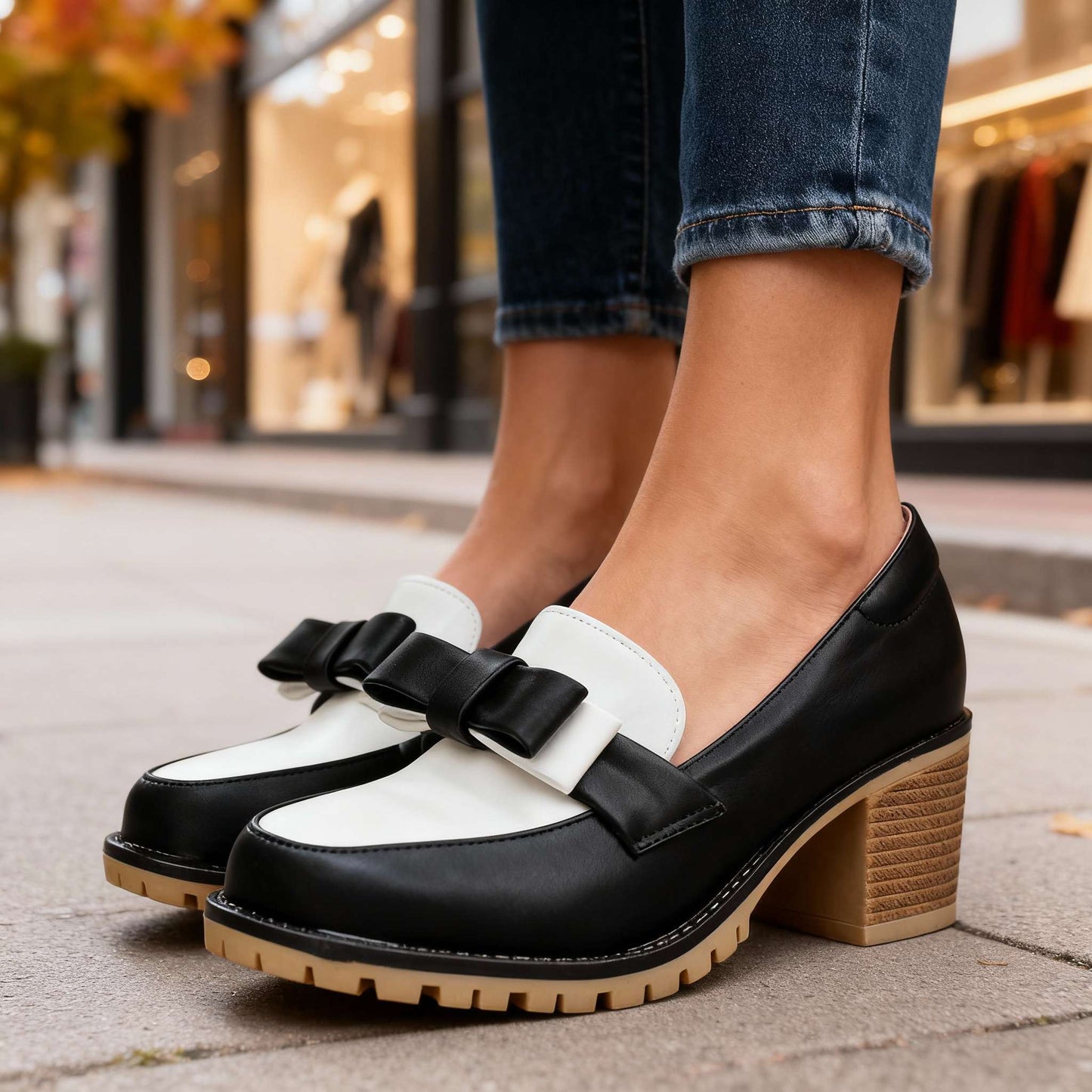 Damen Slip-On-Loafer mit Schleifendetail in Schwarz Jully
