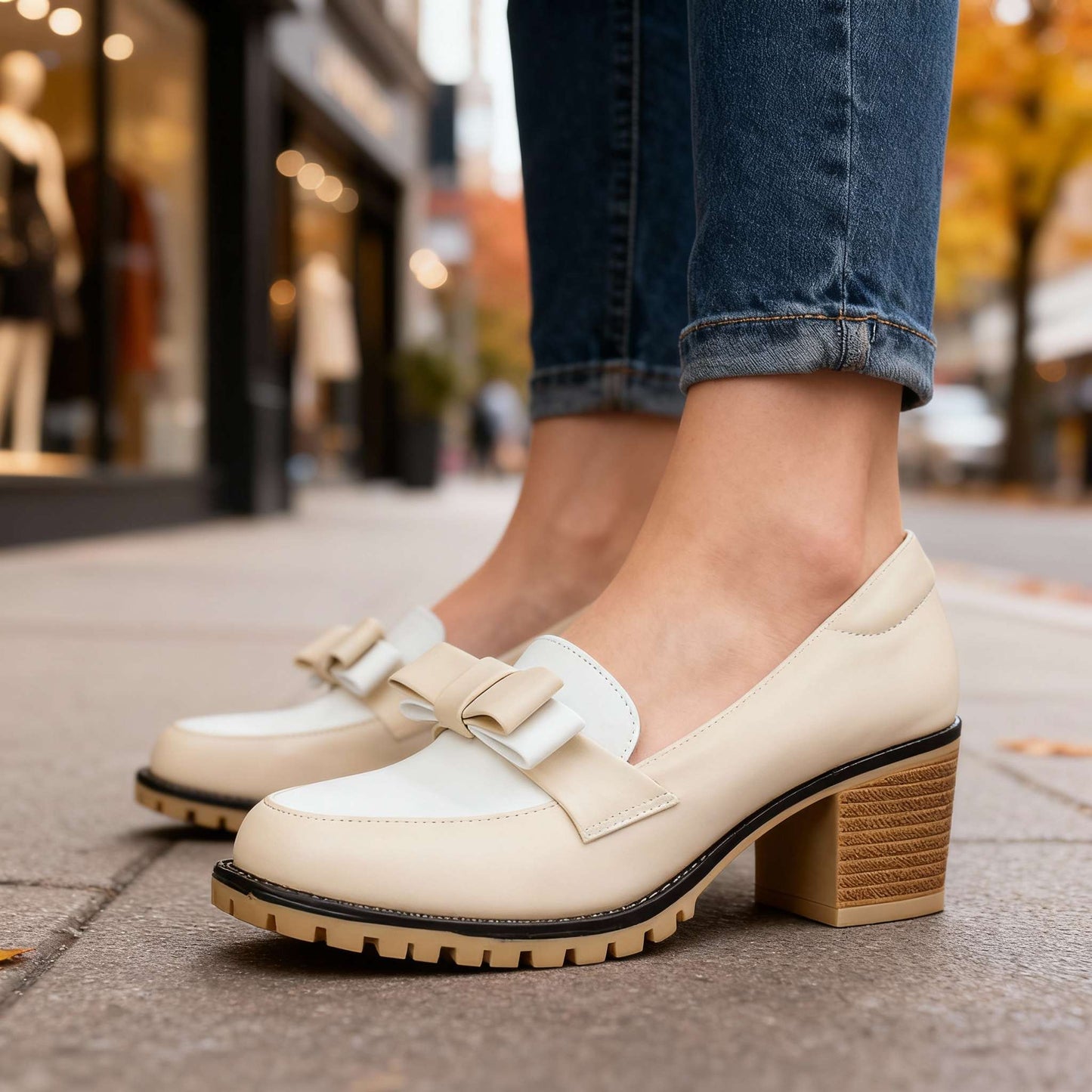 Damen Slip-On-Loafer mit Schleifendetail in Schwarz Jully