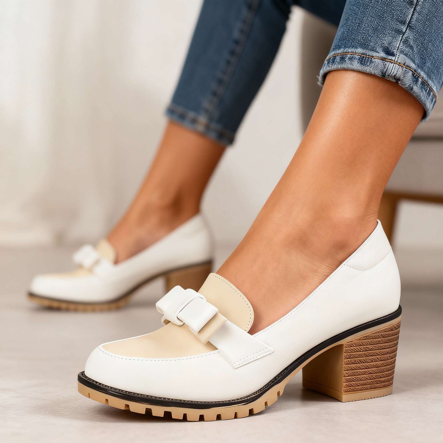 Damen Slip-On-Loafer mit Schleifendetail in Schwarz Jully