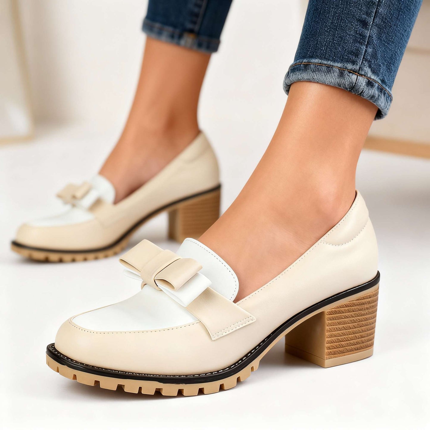 Damen Slip-On-Loafer mit Schleifendetail in Schwarz Jully