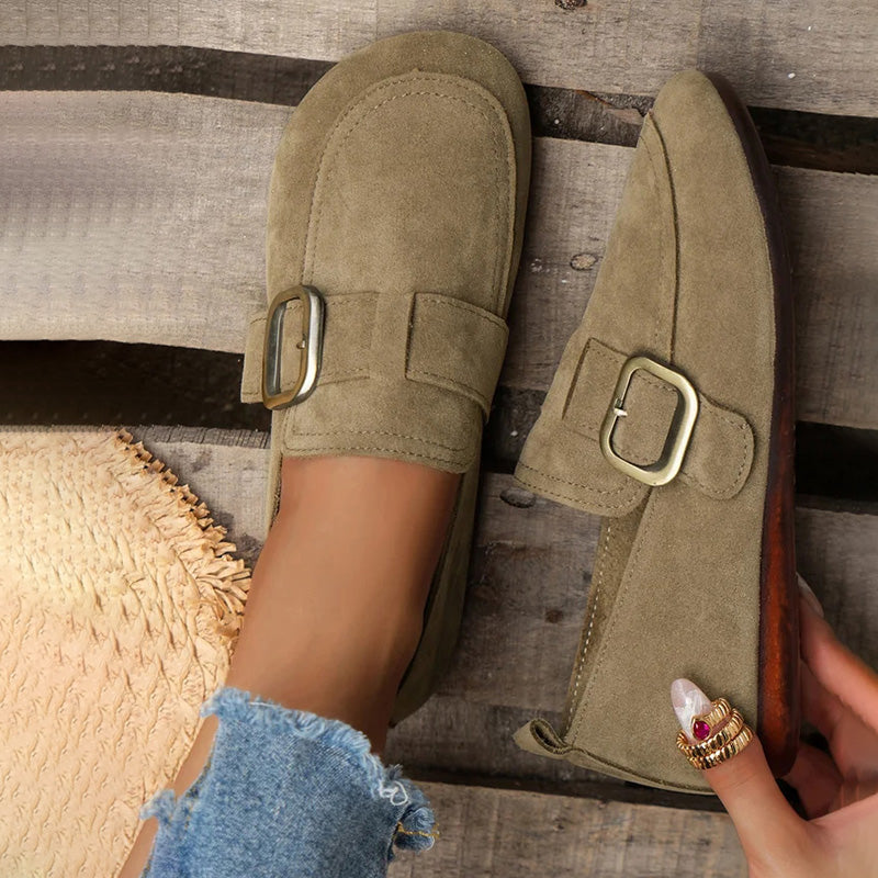 Damen Slip-On-Schuhe aus Wildleder mit flachem Absatz Jully