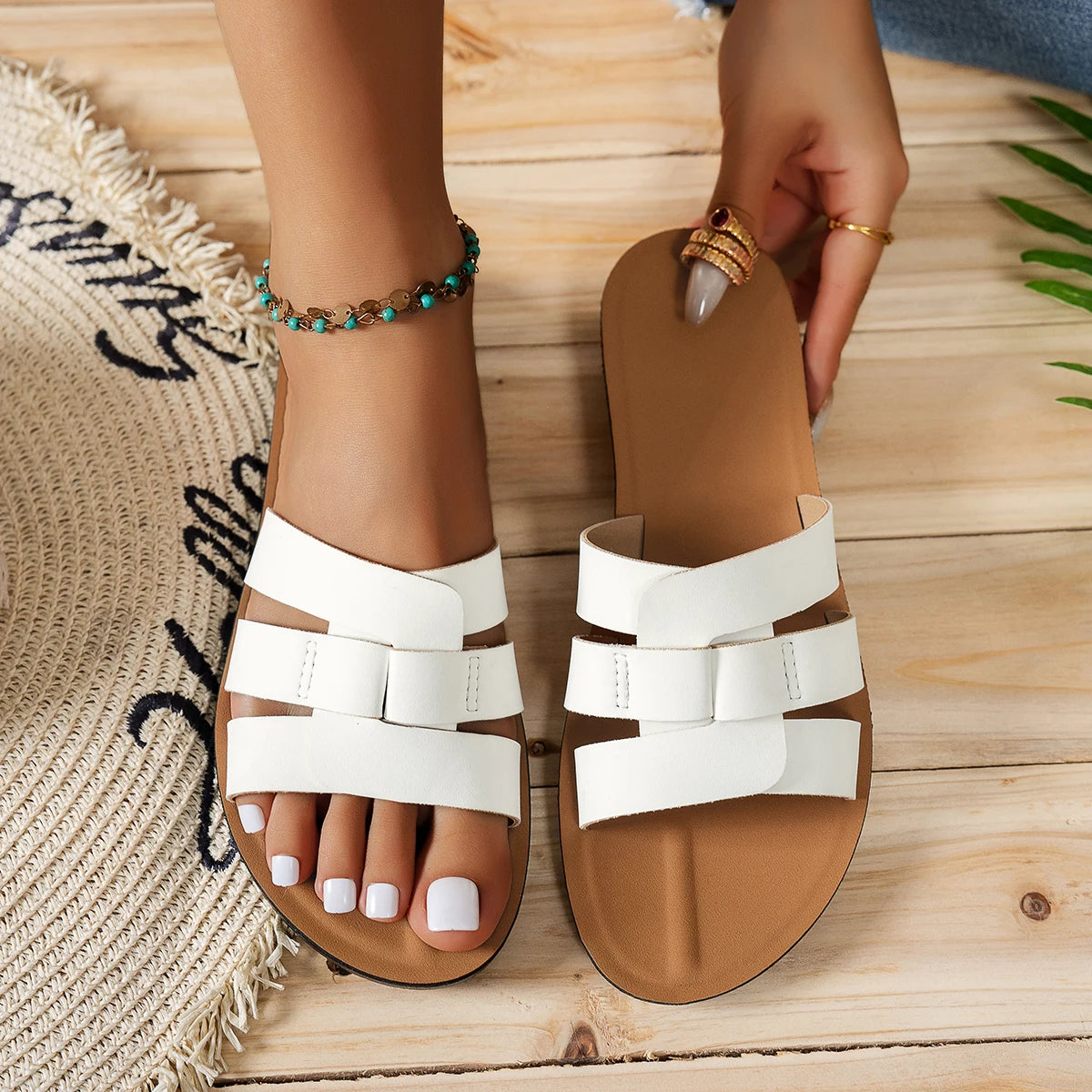 Damen Slip-On Sandalen mit weichem Boden Jully