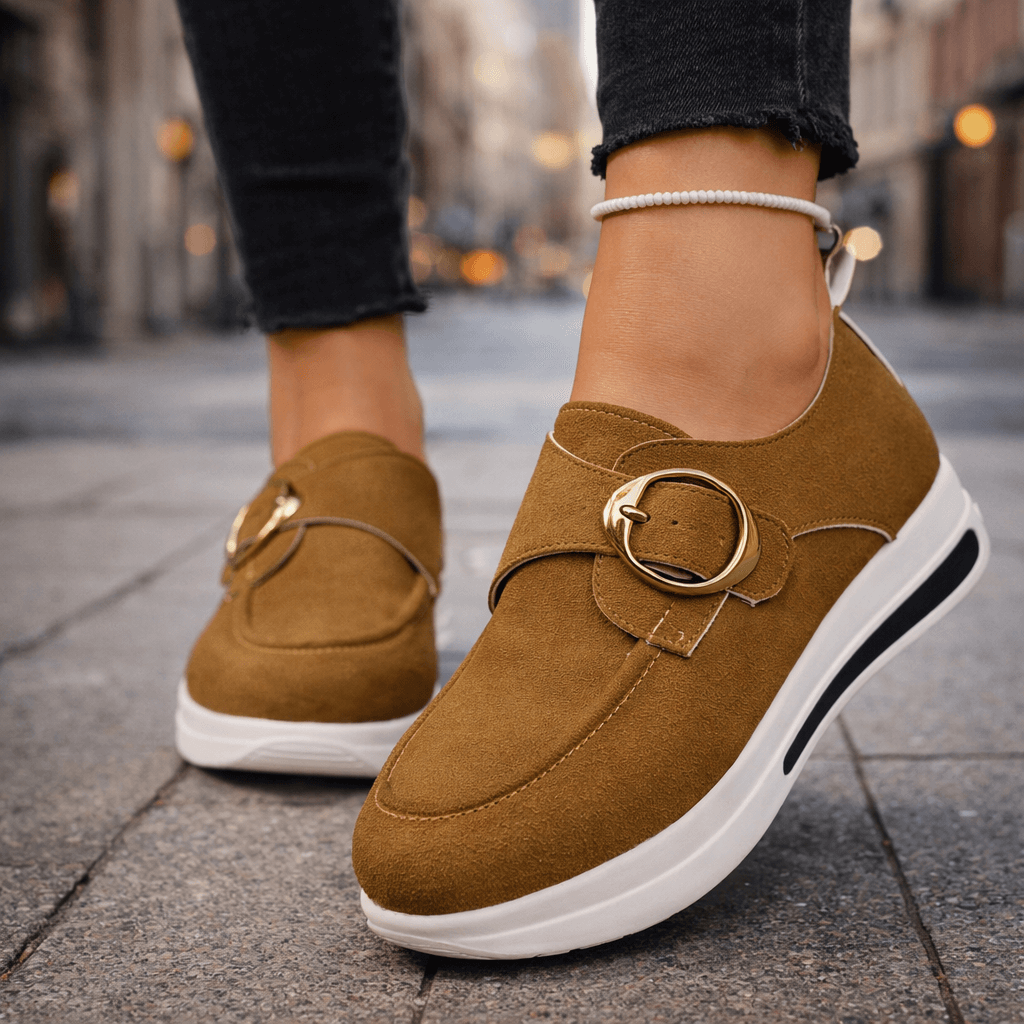 Damen Slip-Ons aus weichem Wildleder mit Plateausohle Jully