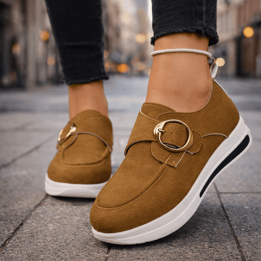 Damen Slip-Ons aus weichem Wildleder mit Plateausohle Jully