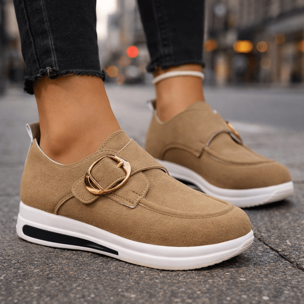 Damen Slip-Ons aus weichem Wildleder mit Plateausohle Jully