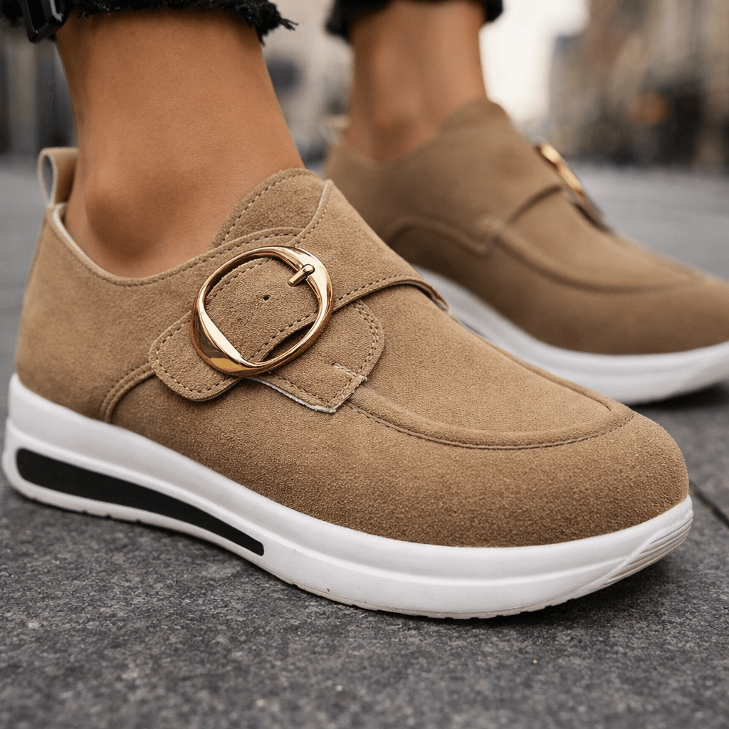 Damen Slip-Ons aus weichem Wildleder mit Plateausohle Jully