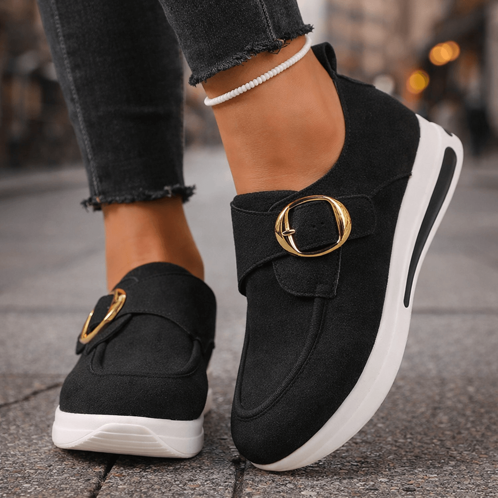 Damen Slip-Ons aus weichem Wildleder mit Plateausohle Jully