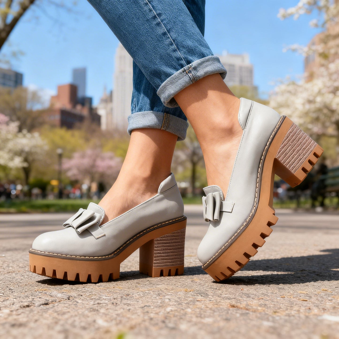 Damen Slipper aus Glattleder mit Plateausohle Jully