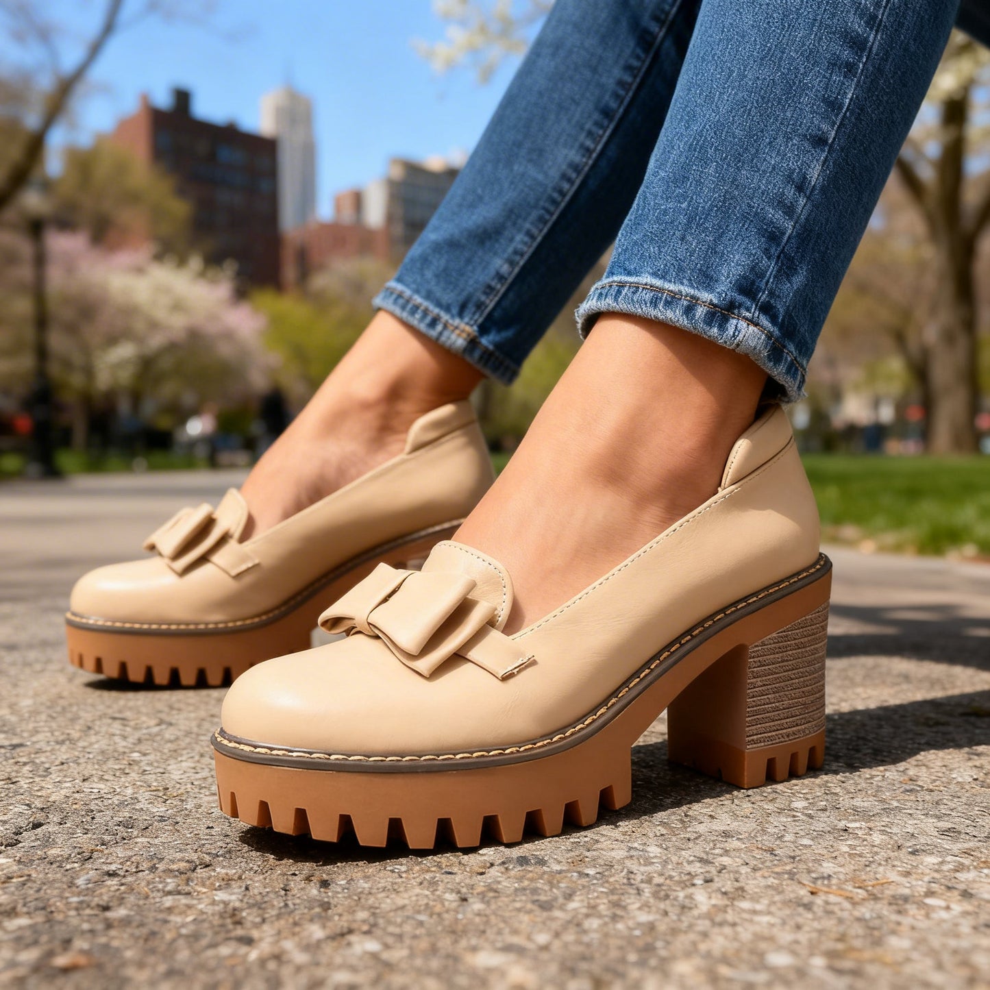 Damen Slipper aus Glattleder mit Plateausohle Jully