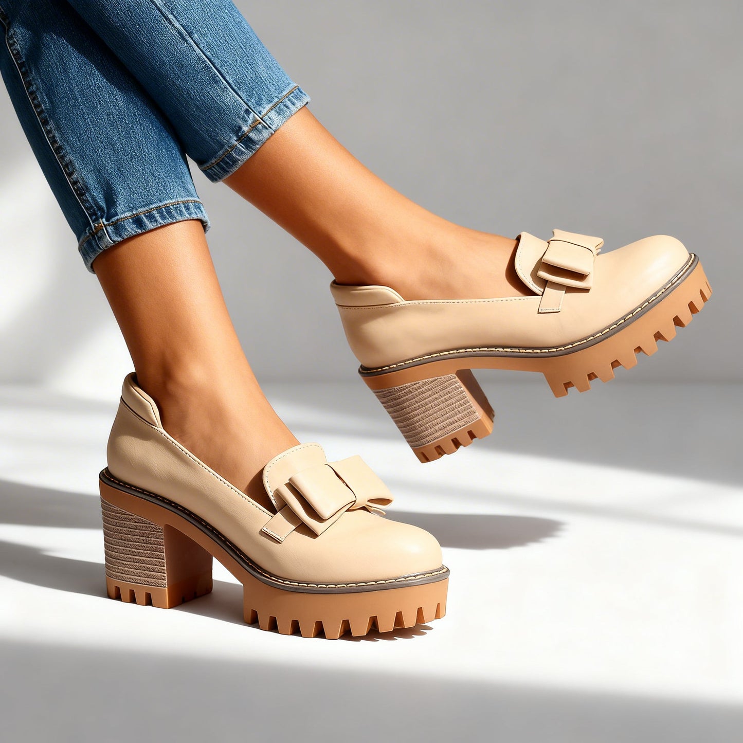 Damen Slipper aus Glattleder mit Plateausohle Jully