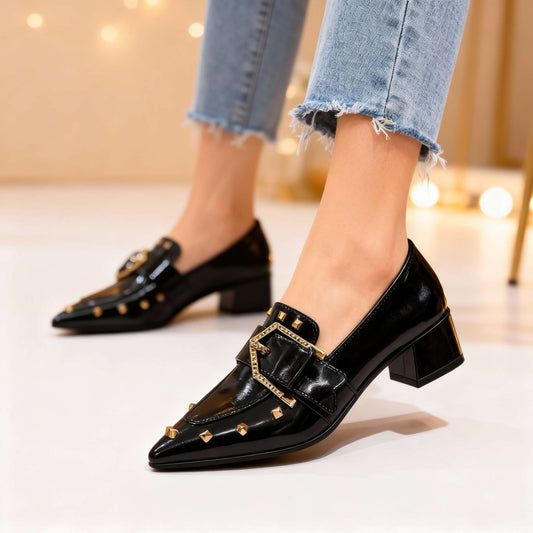 Damen Slipper aus veganem Leder mit Nieten Jully